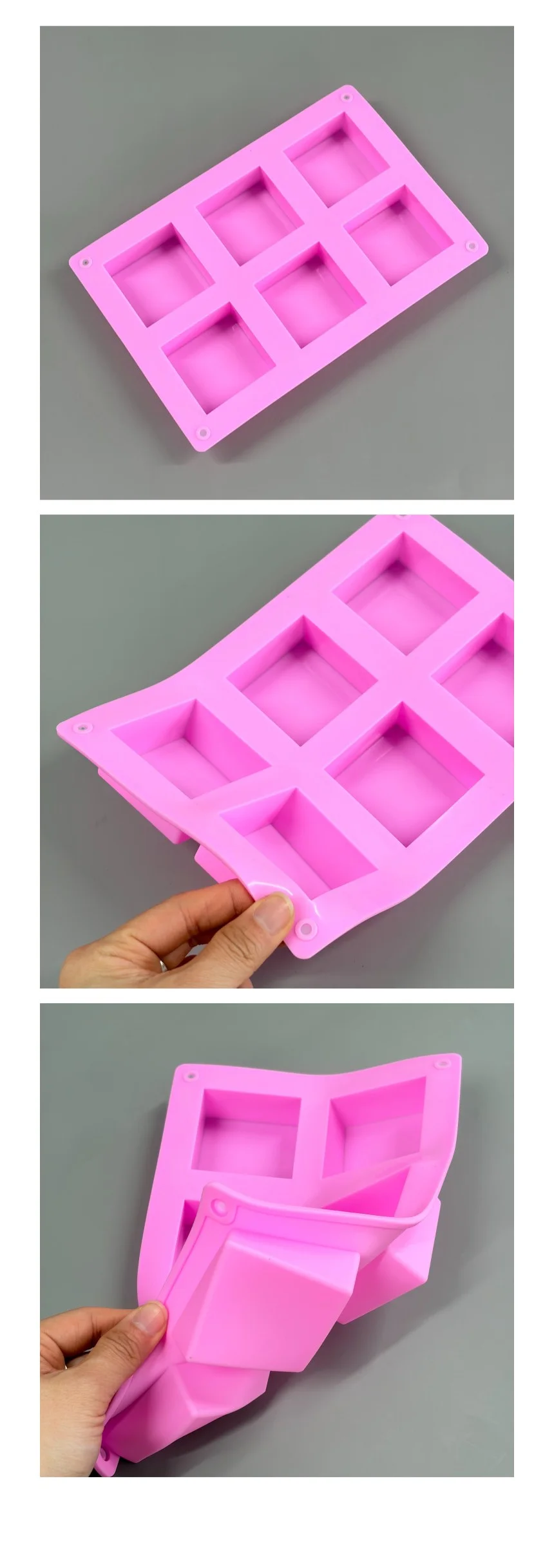 비누 몰드 6구 실리콘 사각 만들기 DIY 공예 재료 성형용 상세4