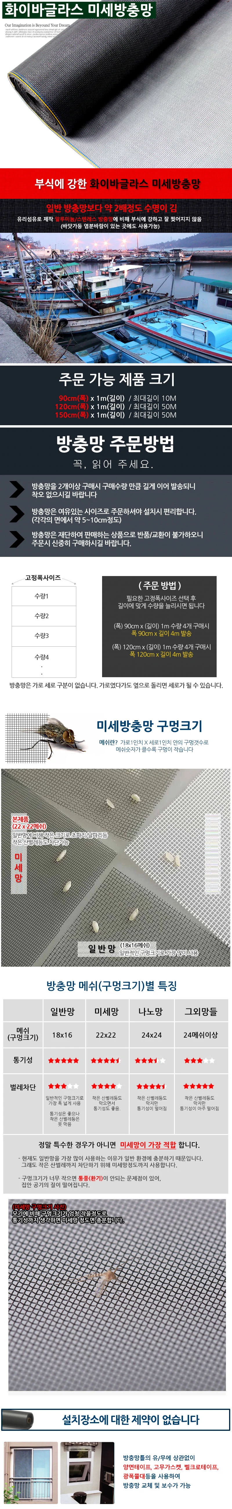 DIY 미세방충망 벨크로 창문 방충망 모기장 90cm x 1M 상세2