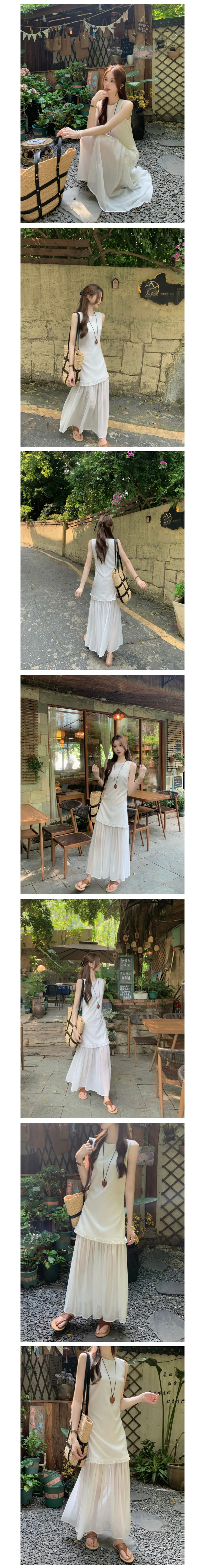 민소매 프릴 시스루 원피스 비치 캐주얼 해변 여름 상세2