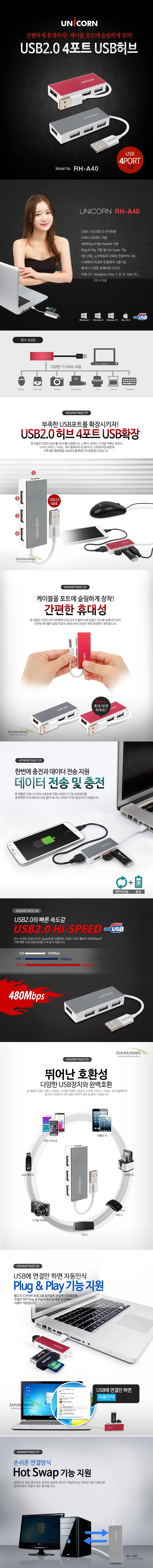 4 포트 usb usb 2.0 멀티 무전원 휴대용 노트북 확장 상세1
