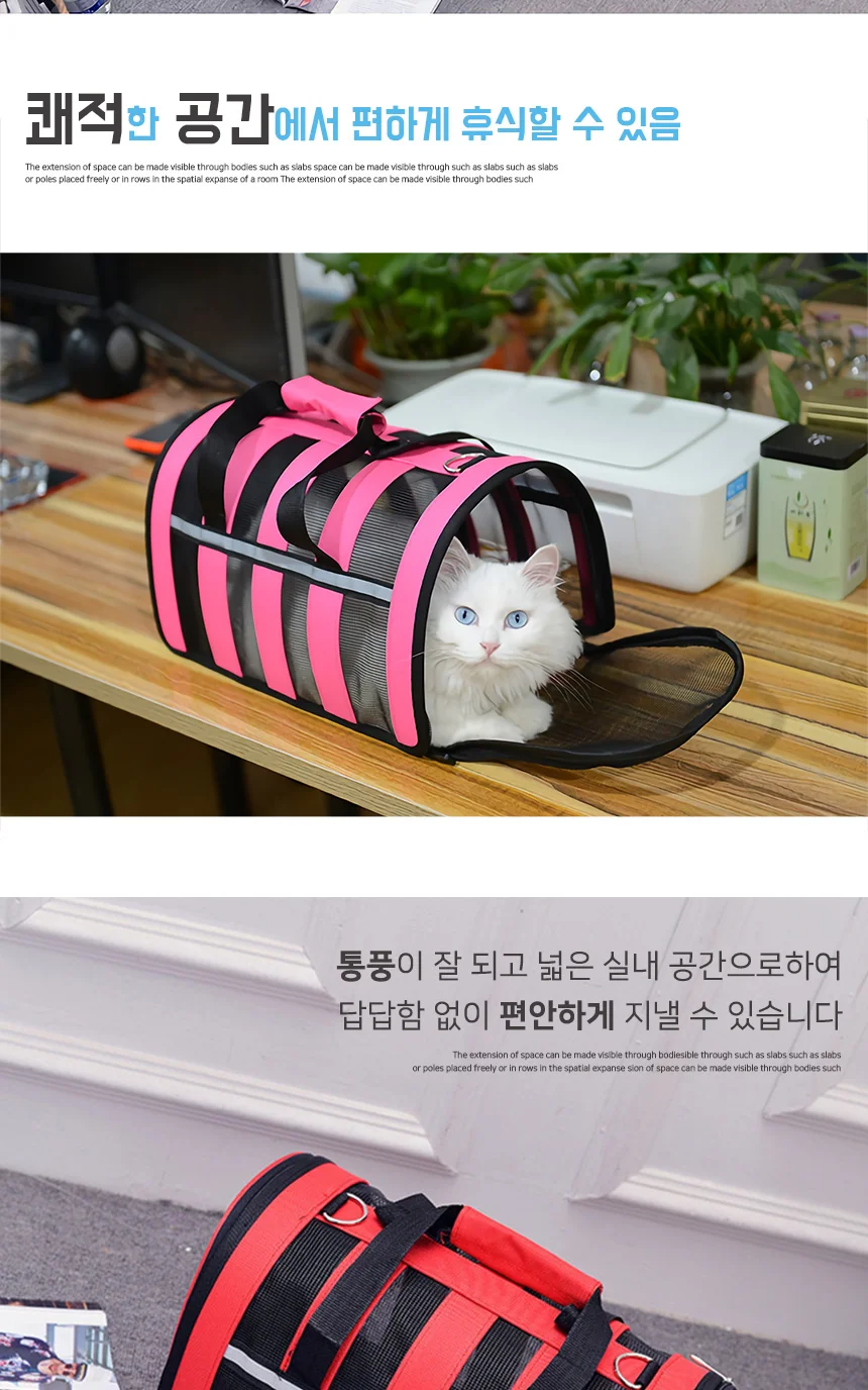 반려동물 이동장 대형 핑크 고양이가방 강아지케이지 상세4