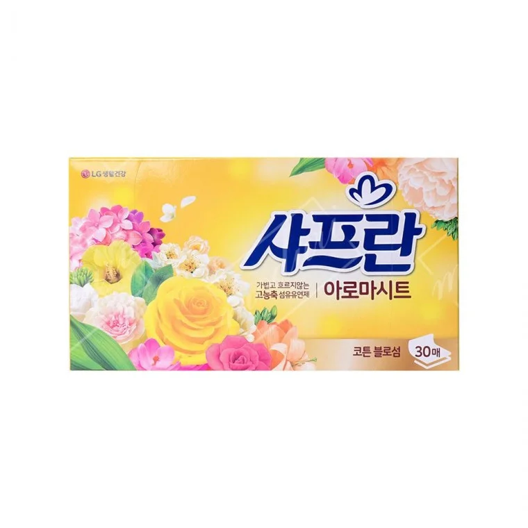 샤프란 코튼블로섬 티슈형 섬유유연제 세탁세제 코튼블로섬 아로마시트