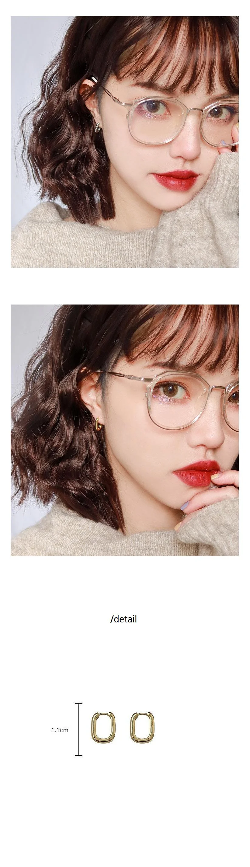 s925 스퀘어 링 귀걸이 실버925 심플귀걸이 2col 상세4