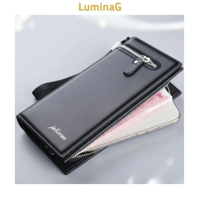 지갑 가죽 수납 남성 pu 지퍼 장지갑 명함 카드 휴대폰 거치형 소지품 카드수납