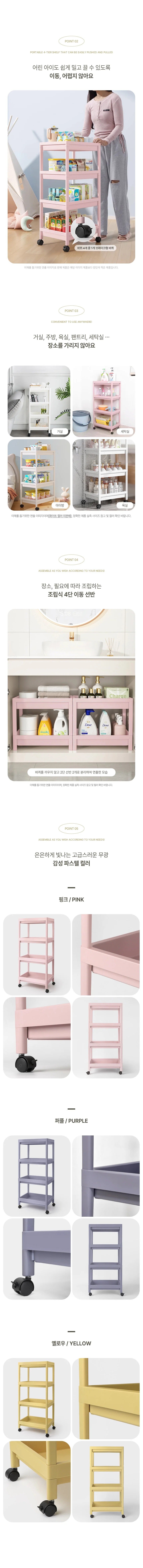 카피에 이동식선반 4단 트롤리 바퀴달린 수납정리함 상세2
