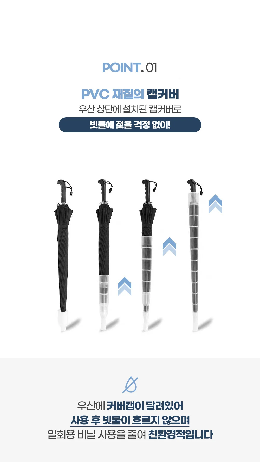 16K 튼튼한 물받이 장우산/자바라 우산/캡커버 장우산 상세5