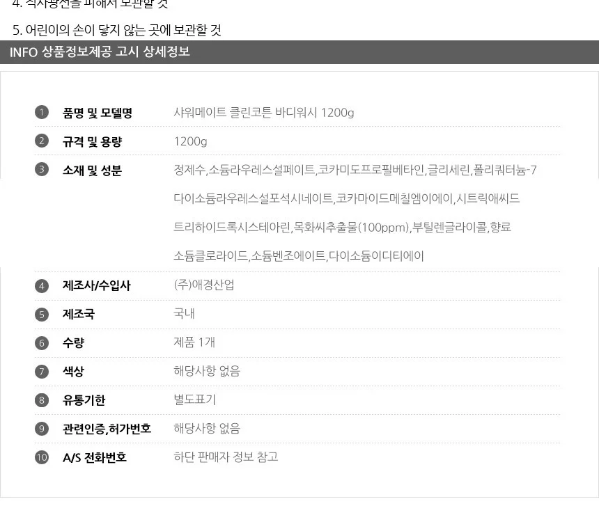 샤워메이트 프레쉬 코튼 바디워시 1.2kg 상세2