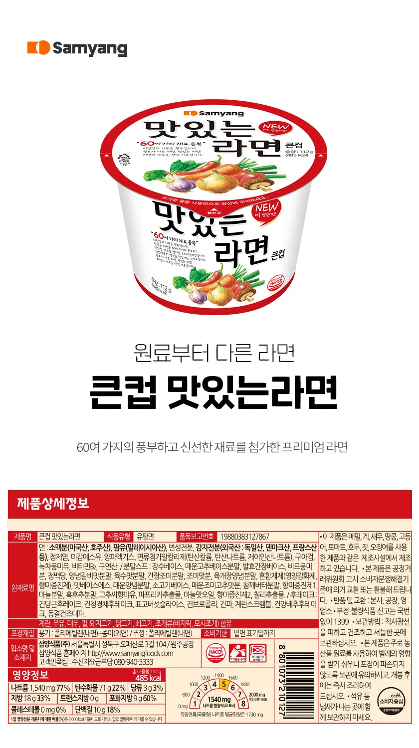맛있는라면큰컵 112g 삼양식품 1BOX 16EA 상세3