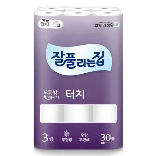 미래생활 잘풀리는집 깨끗한 3겹 터치 화장지 30롤 10프로 더 도톰한 휴지