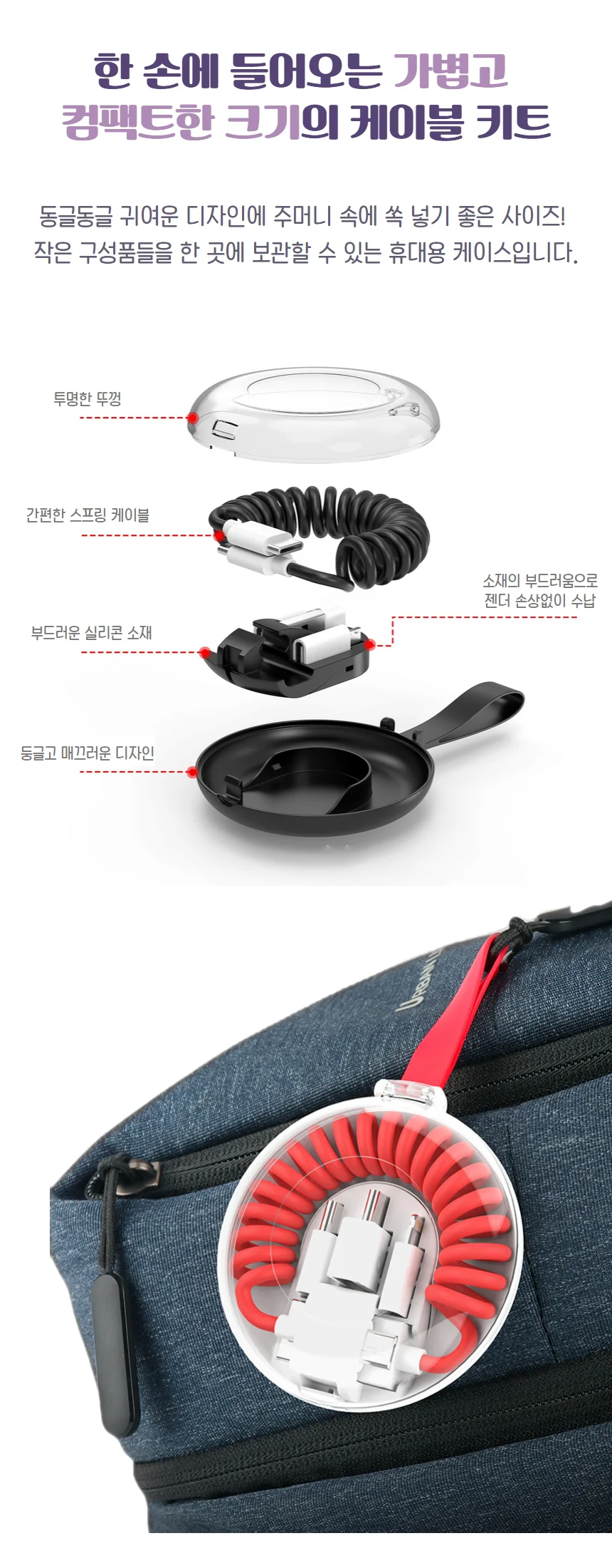 5in1 USB 휴대용 C타입 스프링 멀티 케이블 상세4