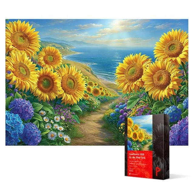 푸른 바다 해바라기 언덕 직소퍼즐 1000피스 풍수 꽃