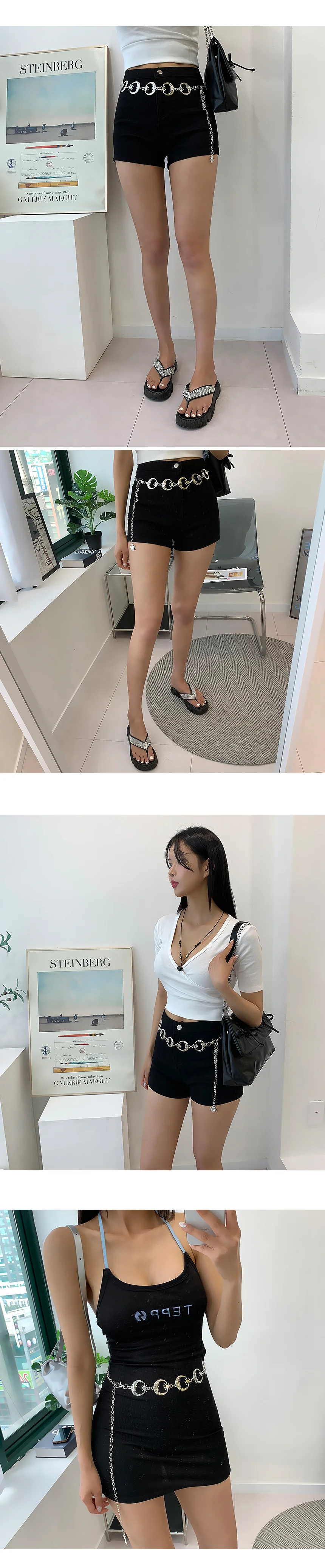 실버문바디벨트 여성 허리띠 체인 포인트 달 장식 해 상세5