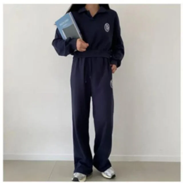 여자 크롭 츄리닝 세트 캐주얼 카라 와이드 트레이닝 여성패션