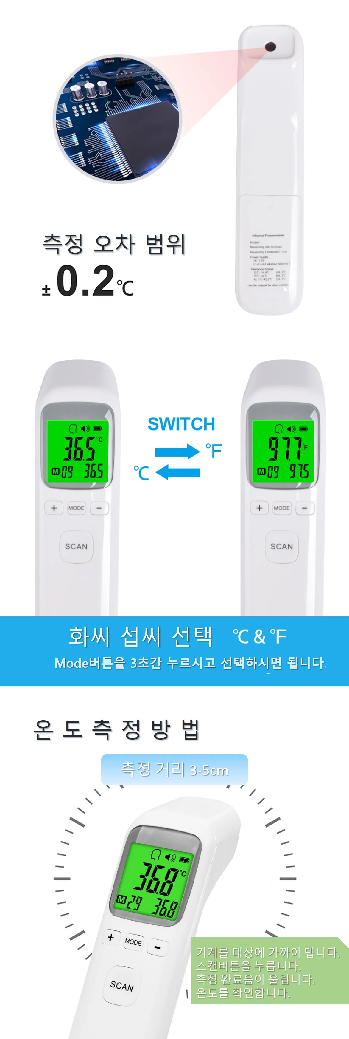 웰닷 비접촉 적외선 발열 측정기 온도계 상세2