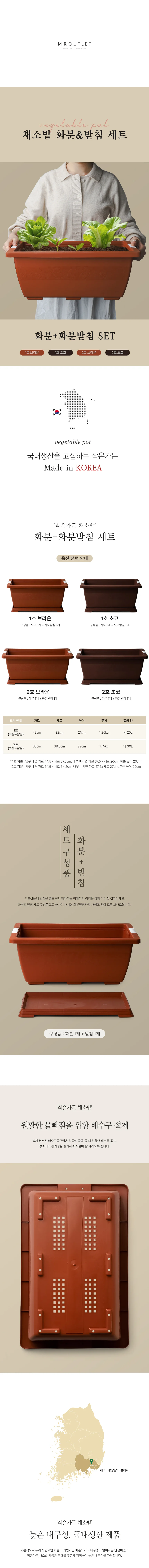 채소밭 텃밭 상추 화분 화분받침 포함 2size 상세1