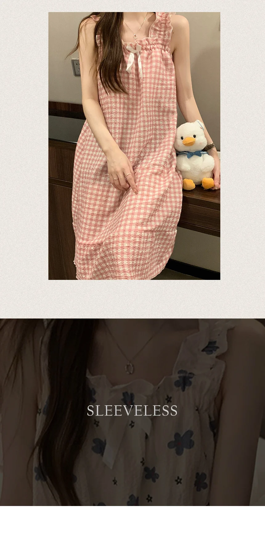 여성 여름 시원한 민소매 나시 원피스 홈웨어 쿨링 상세4
