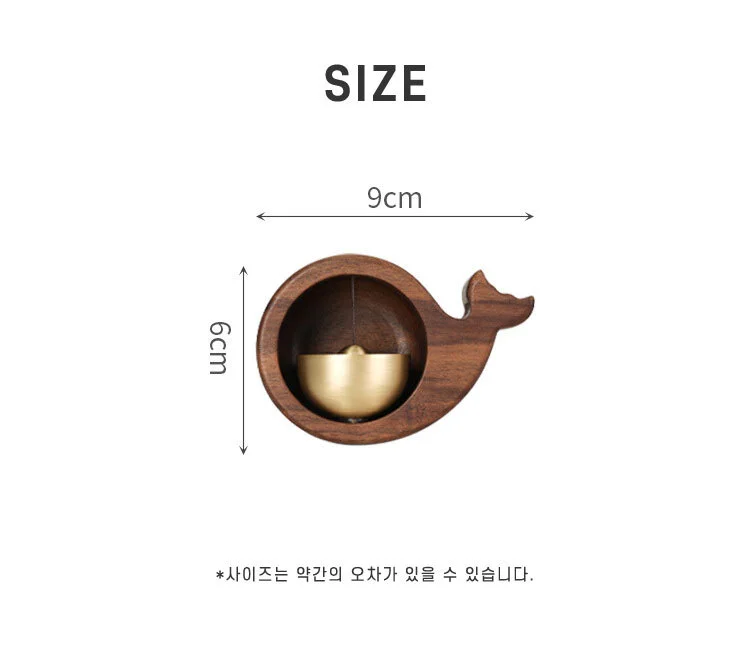 고래 호두나무 원목 도어벨 현관 풍경 자석 종 벨 미니 상세3