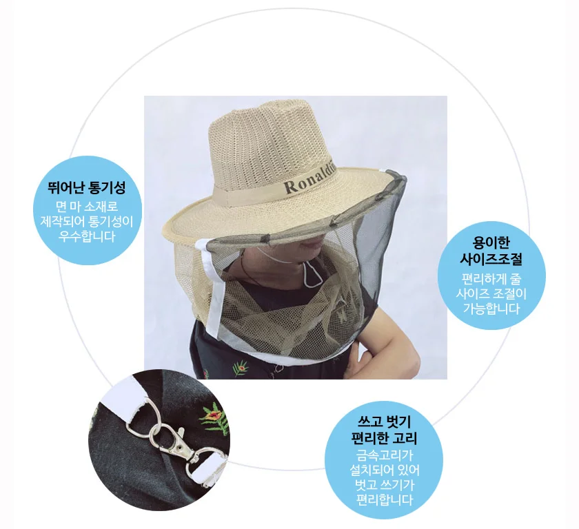 낚시모자 벌망 양봉 방충 벌초 용품 캠핑 벌레 안전망 상세2