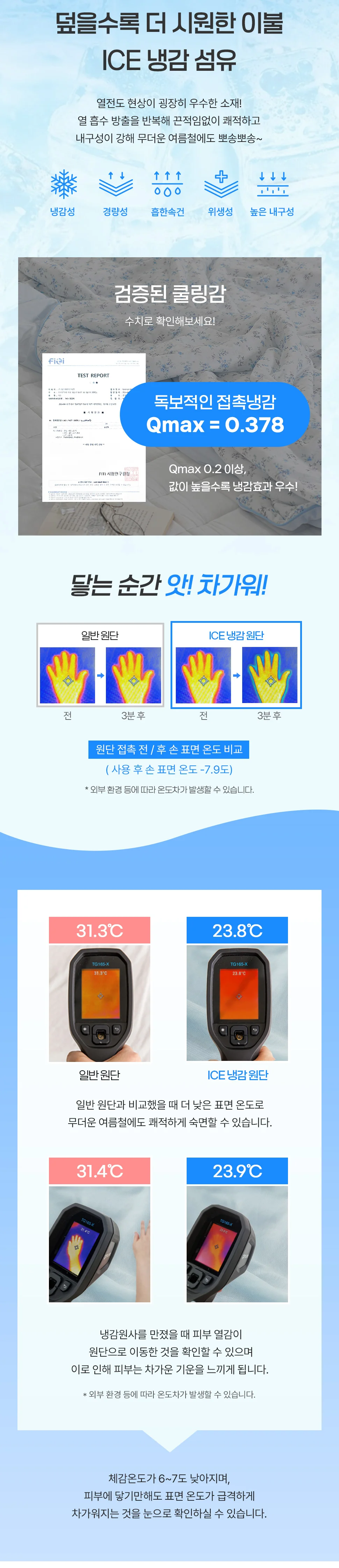 아이스 냉감 엘사 시원한 여름 이불 쿨링 베개커버 50x70 상세4