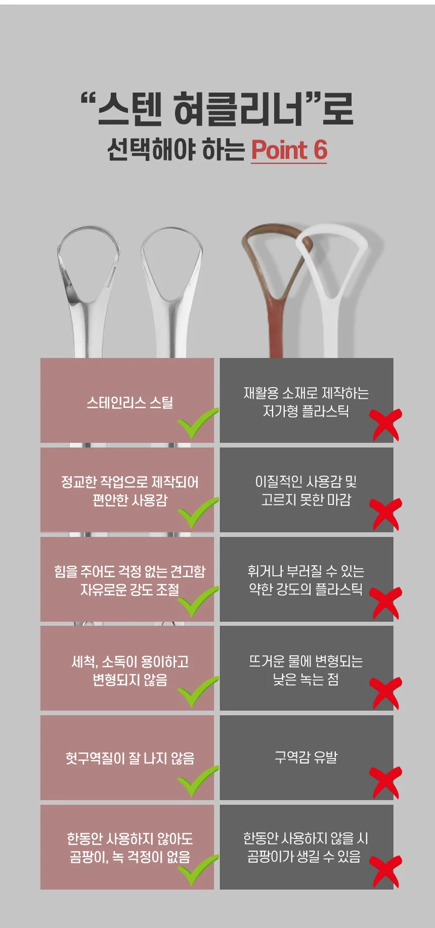스텐 혀클리너 구강 위생 제거 백태 관리 용품 상세4