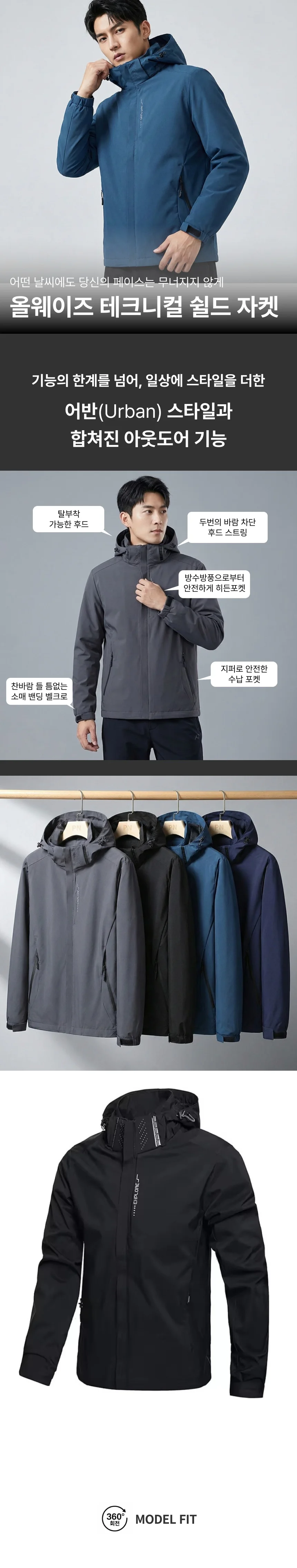 남성 간절기 등산 재킷 아웃도어 윈드브레이커 방수 방풍 점퍼 상세2