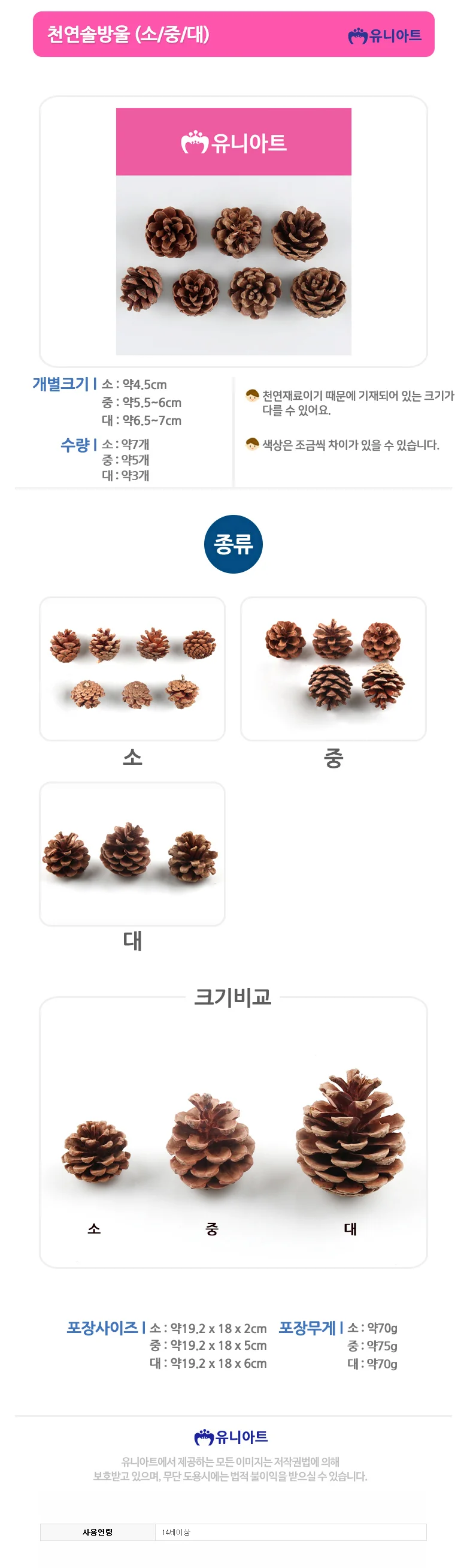 학교준비물 꾸미기용품 솔방울 중 5개입 5개 상세1