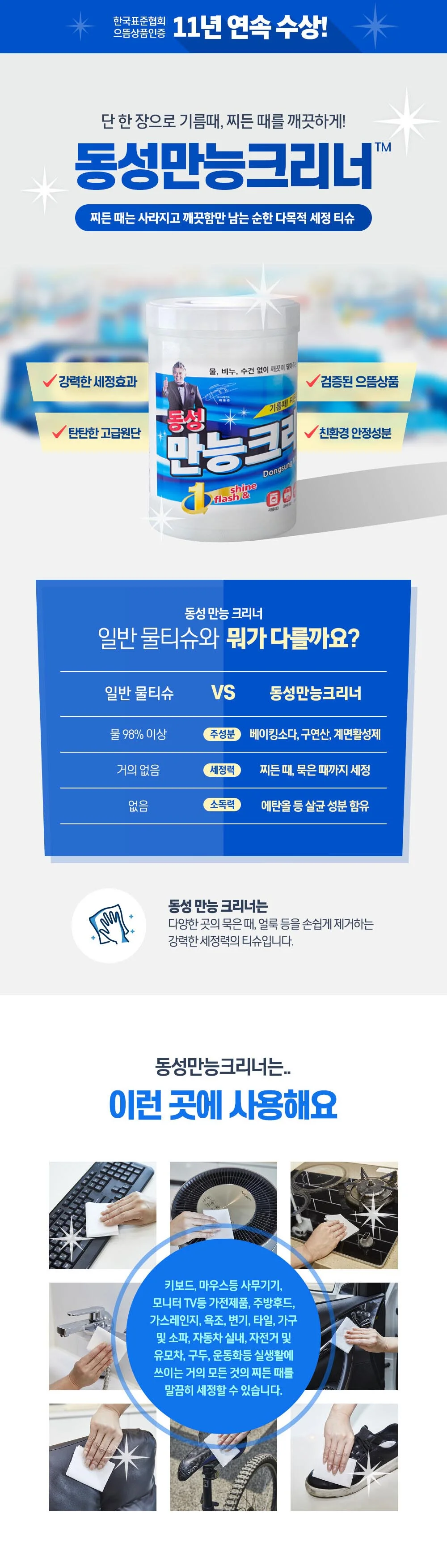 동성 만능크리너 캡형 100매 1박스(20개) 상세1