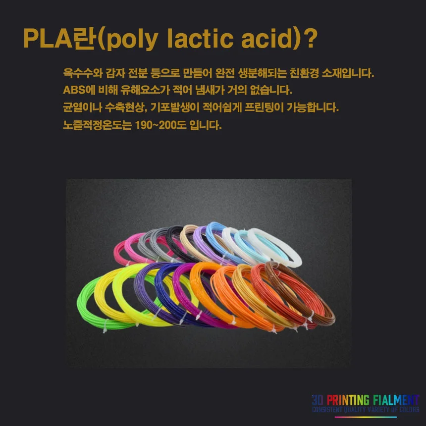 3D펜/PLA/10M/친환경/3D프린트/프린터/1.75mm/필라멘트 20색 A/B세트 상세2