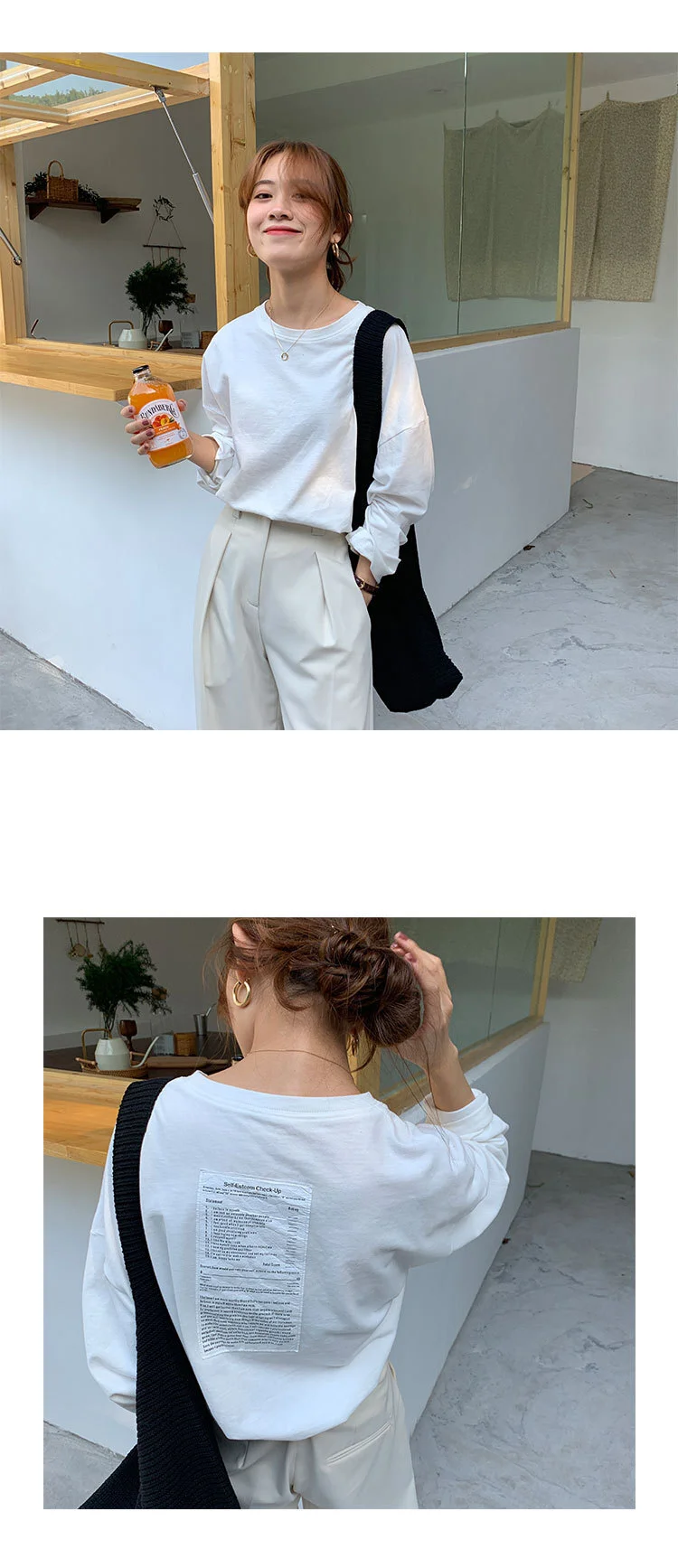 여리핏 백 포인트 긴팔 오버핏 봄 가을 티셔츠 여성긴팔 긴팔티 상세3