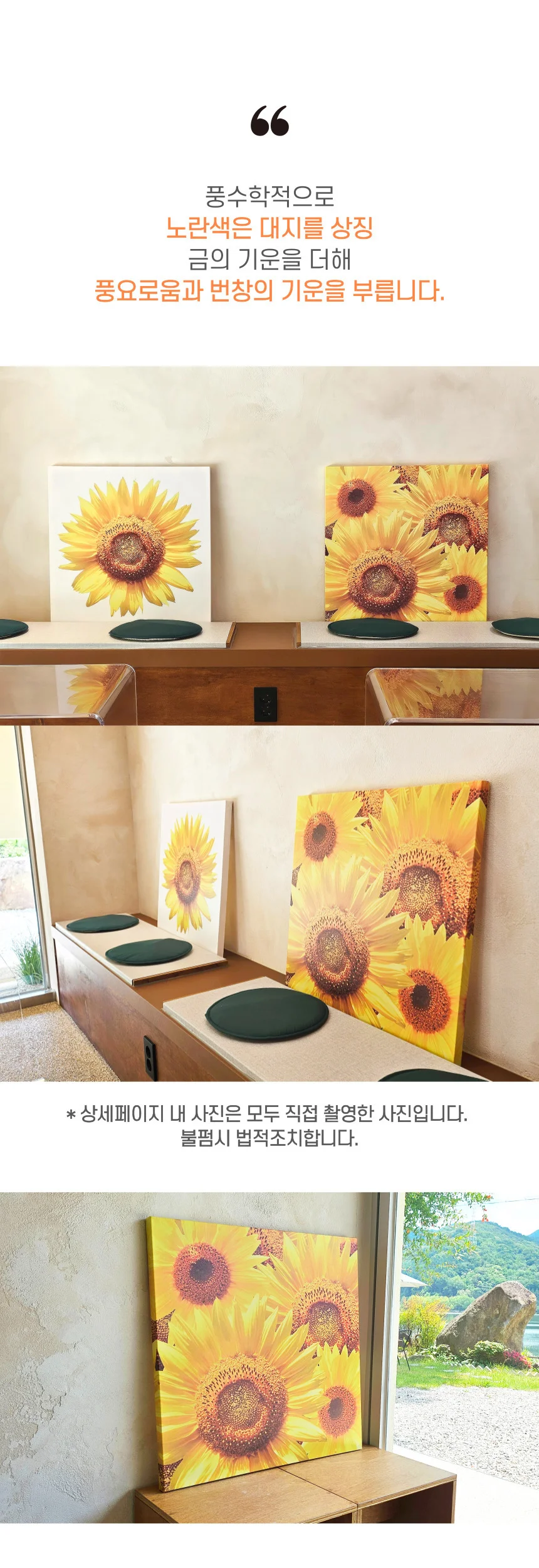 금전운 풍수 해바라기 캔버스 그림 액자 2종 60x60 상세3