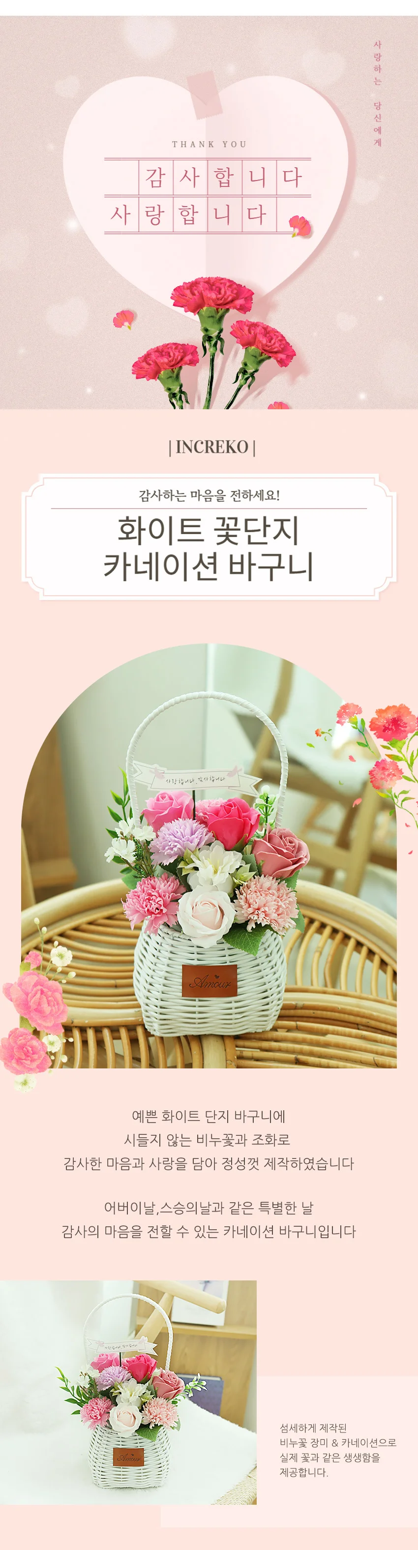 꽃단지 카네이션 선명한 바구니 상세2