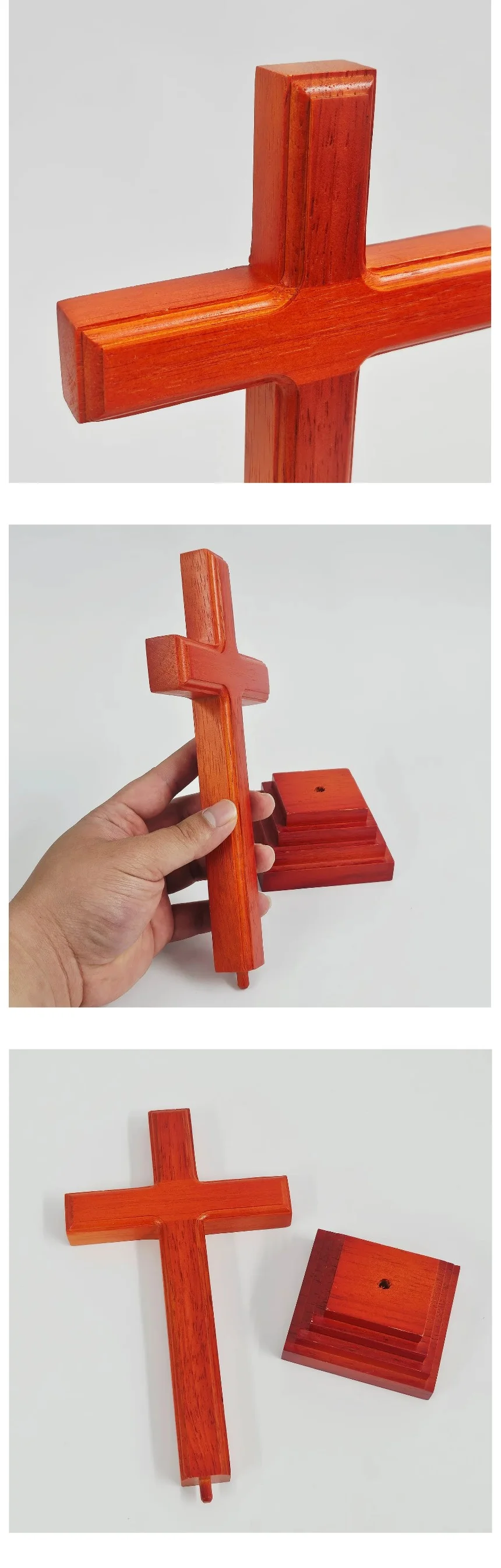 벽걸이 탁상용 스탠드 나무 원목 십자가 26cm 상세4