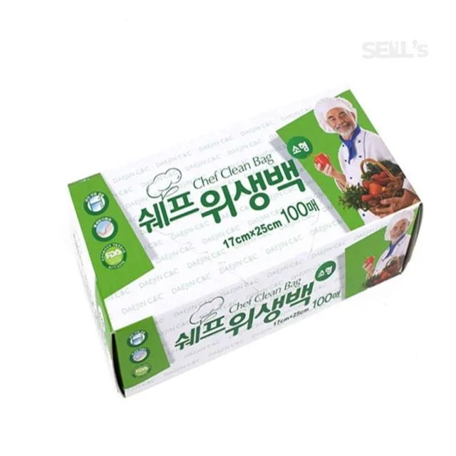 쉐프 위생백17x25 소형 100매 후레쉬백 뽑아쓰는