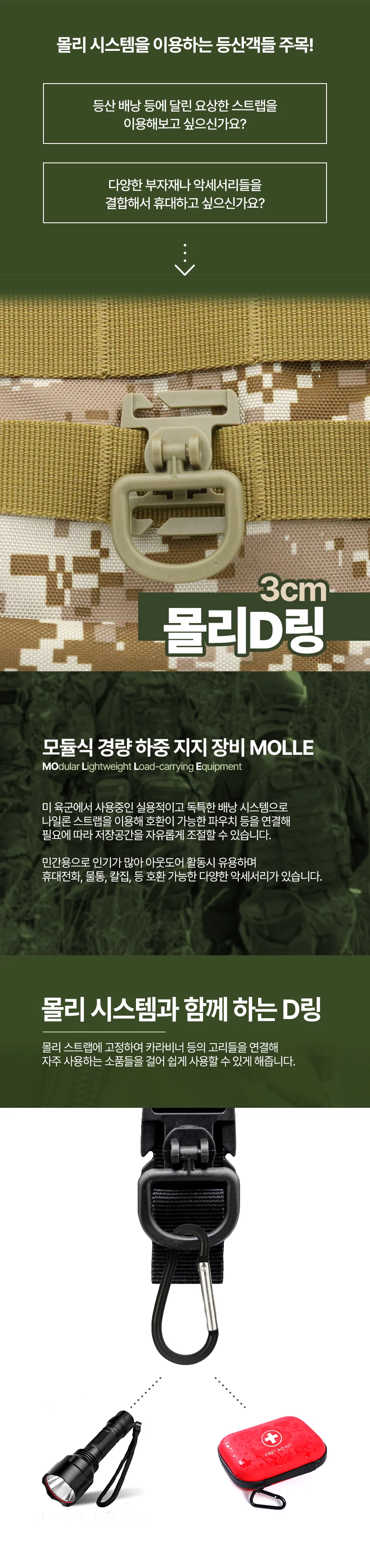 몰리클립 D링 가방고리 웨빙스트랩 스트랩고리 연결 상세2
