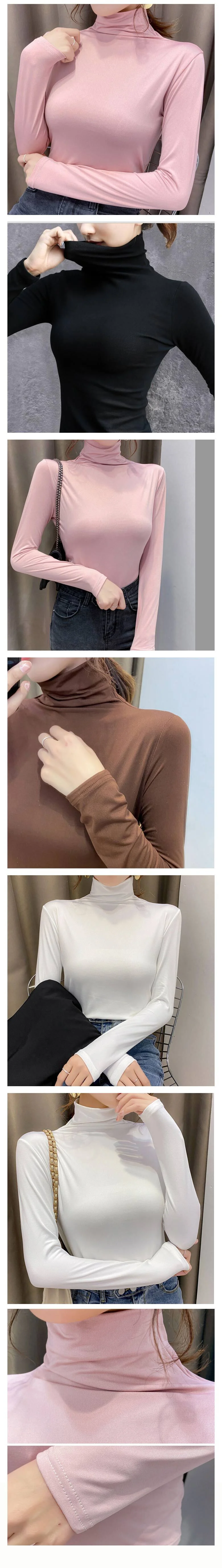 여성 편안한 인기 터틀넥 기모 이너티셔츠 상세2