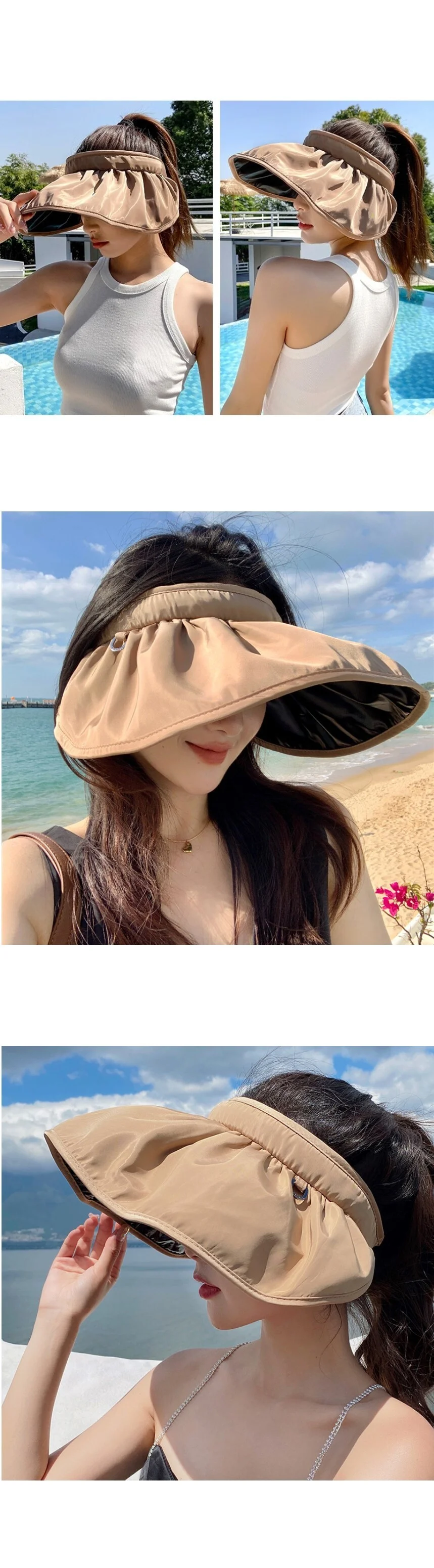 여성용 헤어밴드 썬캡 브라운 상세3