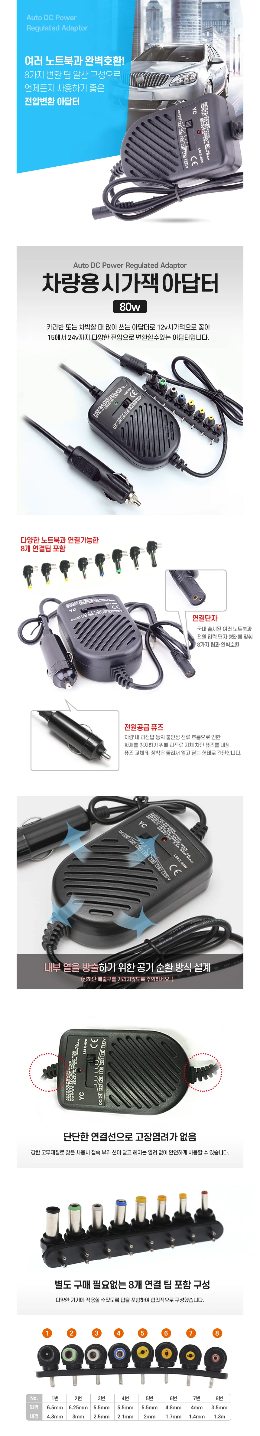 노트북 카라반 캠핑카 차박 반손 어댑터 충전 아답터 상세2