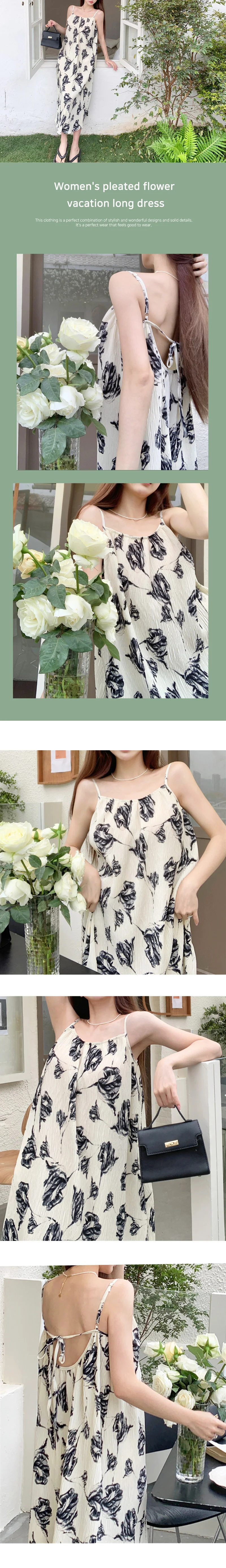 플라워 롱원피스 민소매 여름 여자 치마 홈웨어 데일리룩 상세3