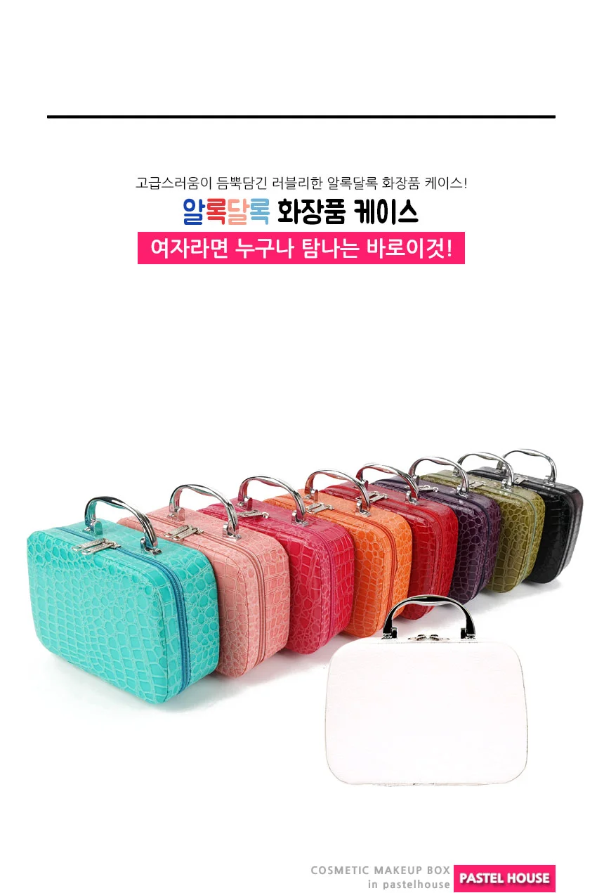 알록달록 화장품파우치 하드케이스 여성가방 정리함 상세4