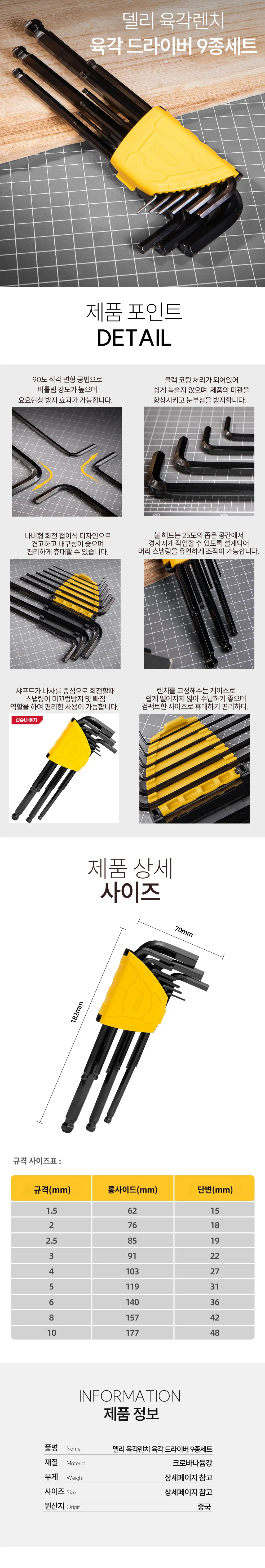 알렌키 볼렌치 육각볼트렌치 9P 상세1