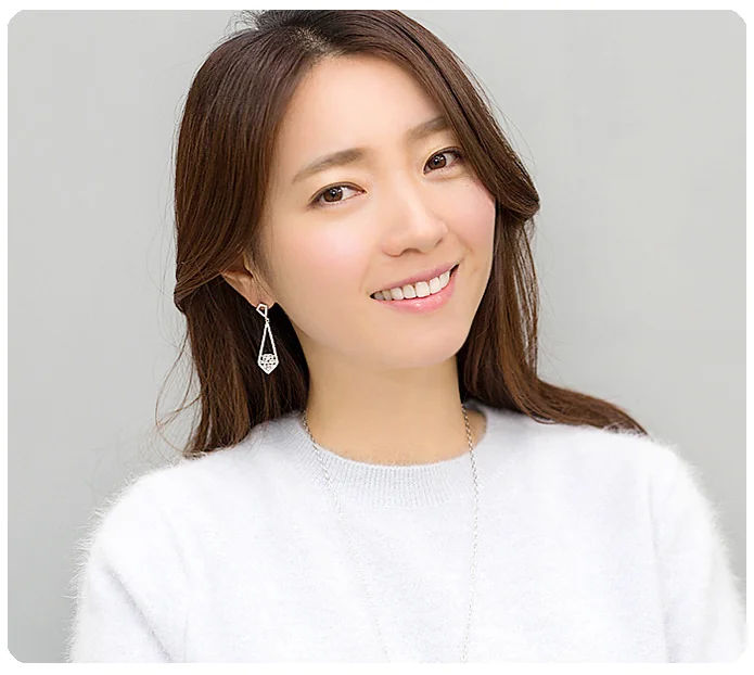 슬림 큐빅 롱드롭 실버 귀걸이 악세사리 상세4