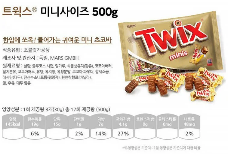 트윅스 초코바 미니 (540g) 상세1