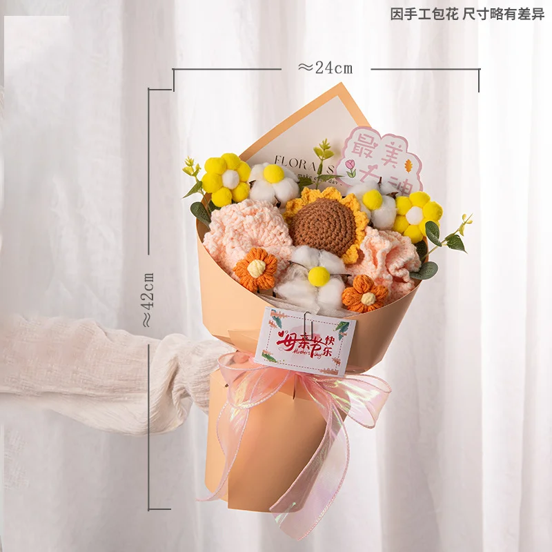 어버이날 선물 수제 뜨개질 해바라기 장미 꽃다발 카네이션 털실로 짠 엄마 시어머니 상세4