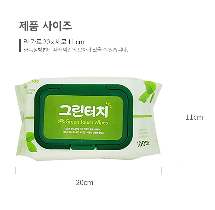 그린터치물티슈(100매)/1개입그린터치/캡형100 고급물티슈 상세3
