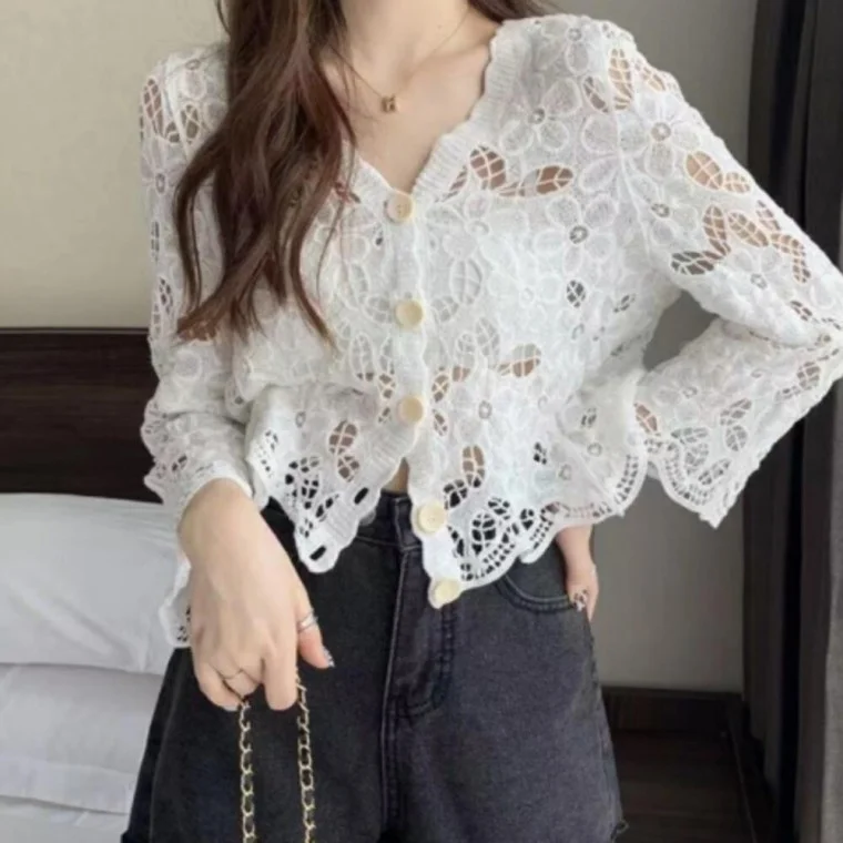 플라워 크로셰 가디건 여자가디건 시스루가디건 이쁜가디건
