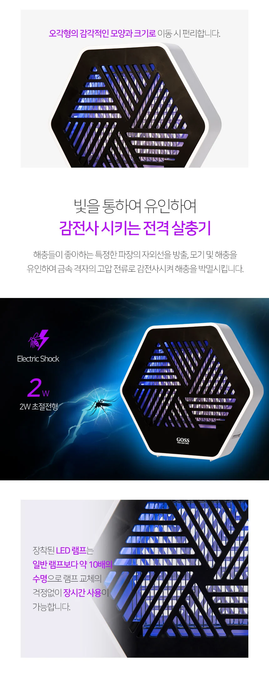 벽걸이형 LED 모기퇴치기/ 모기 해충 벌레 퇴치기 상세5