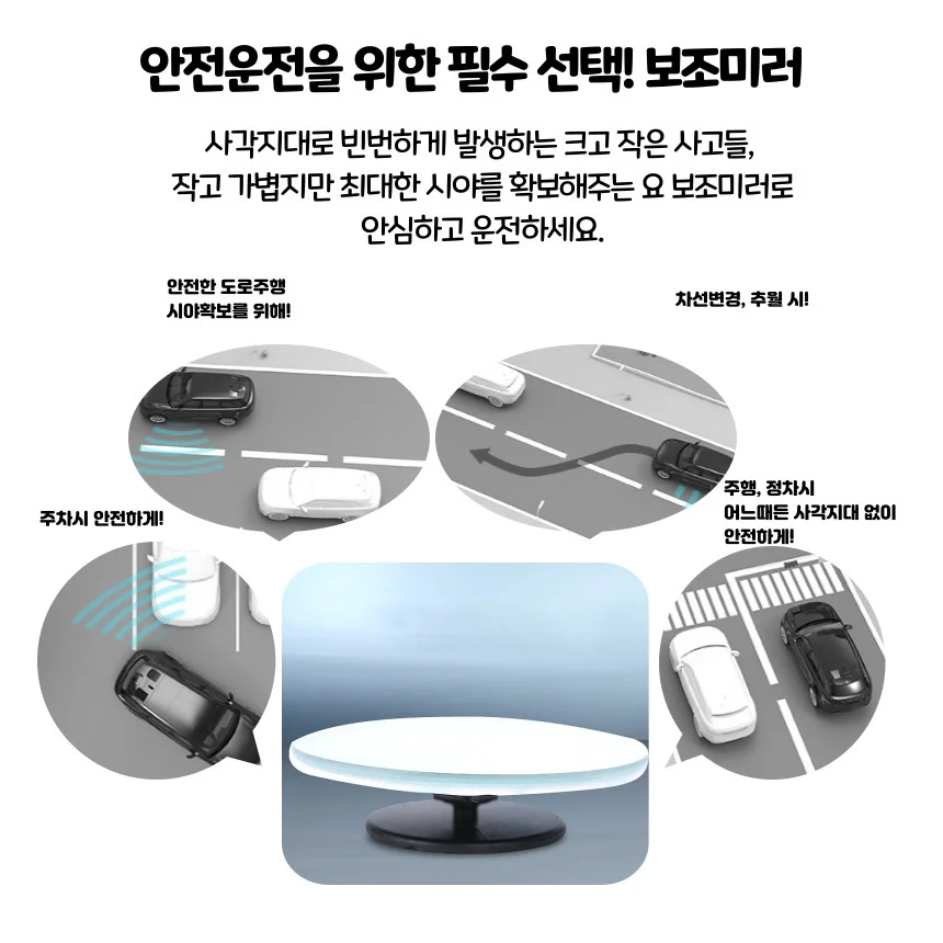 차량 사이드 보조미러 2p 각도조절 사각지대 자동차 거울 상세5