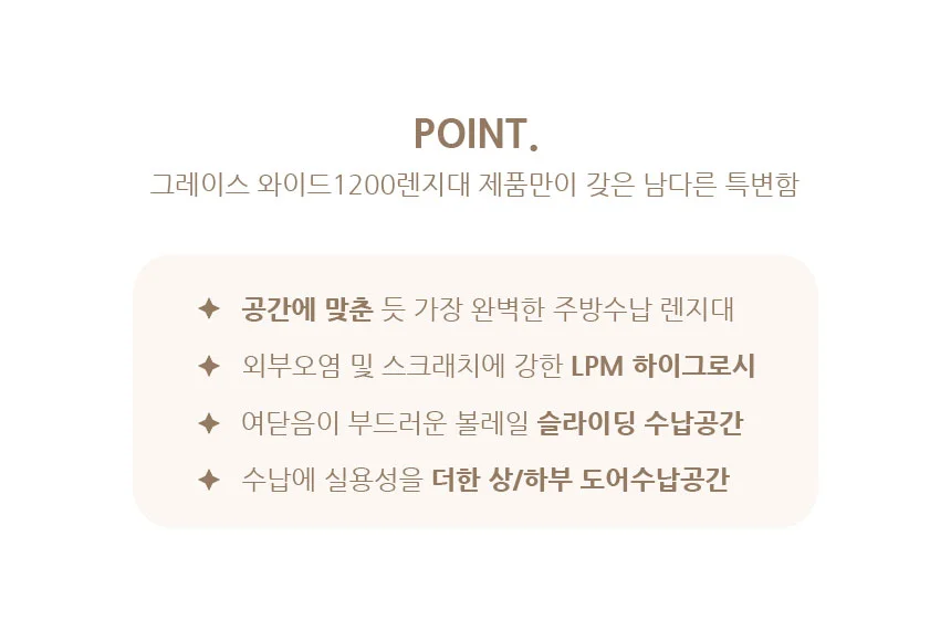 j0110 Grace 와이드1200렌지대 주방수납장 렌지다이 상세4