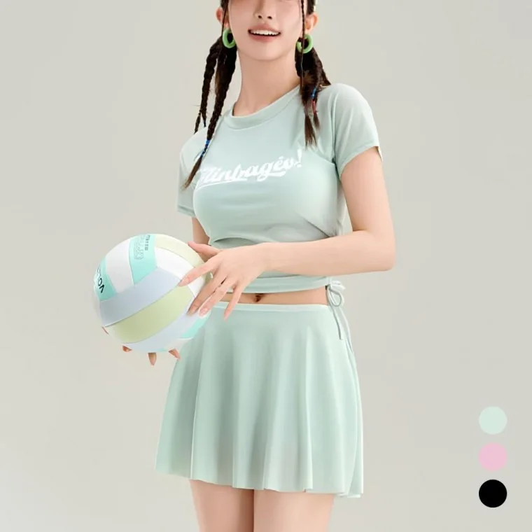 은창)체스트 레터링 투웨이 스트링 투피스 수영복