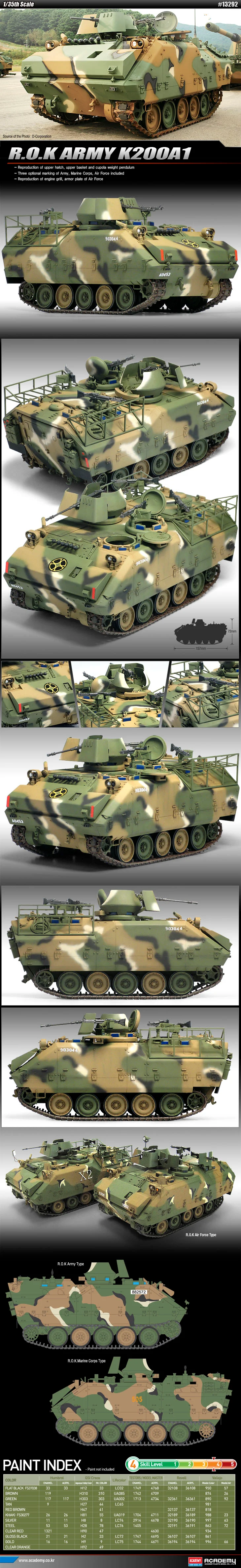 아카데미과학 13292 R.O.K ARMY K200A1 프라모델 상세1